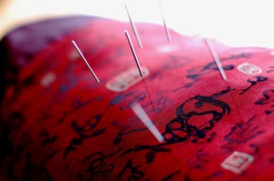 acupuncture image pins in fabric
