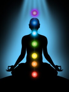 chakra depicted over meditation posture