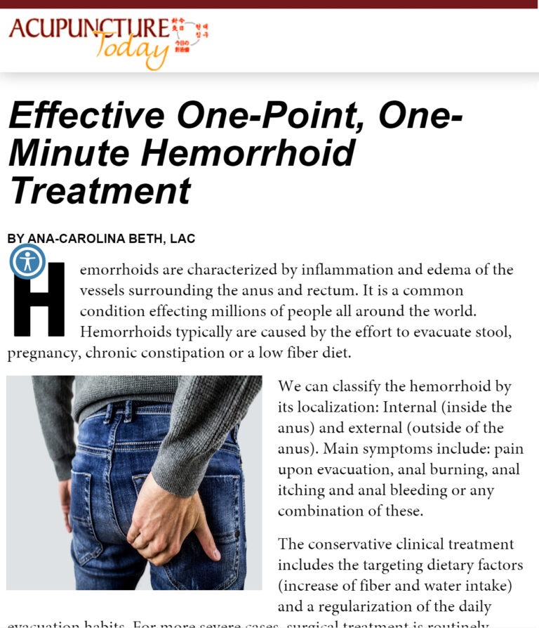 Hemorrhoid treatment with acupuncture Columbus Ohio Westerville